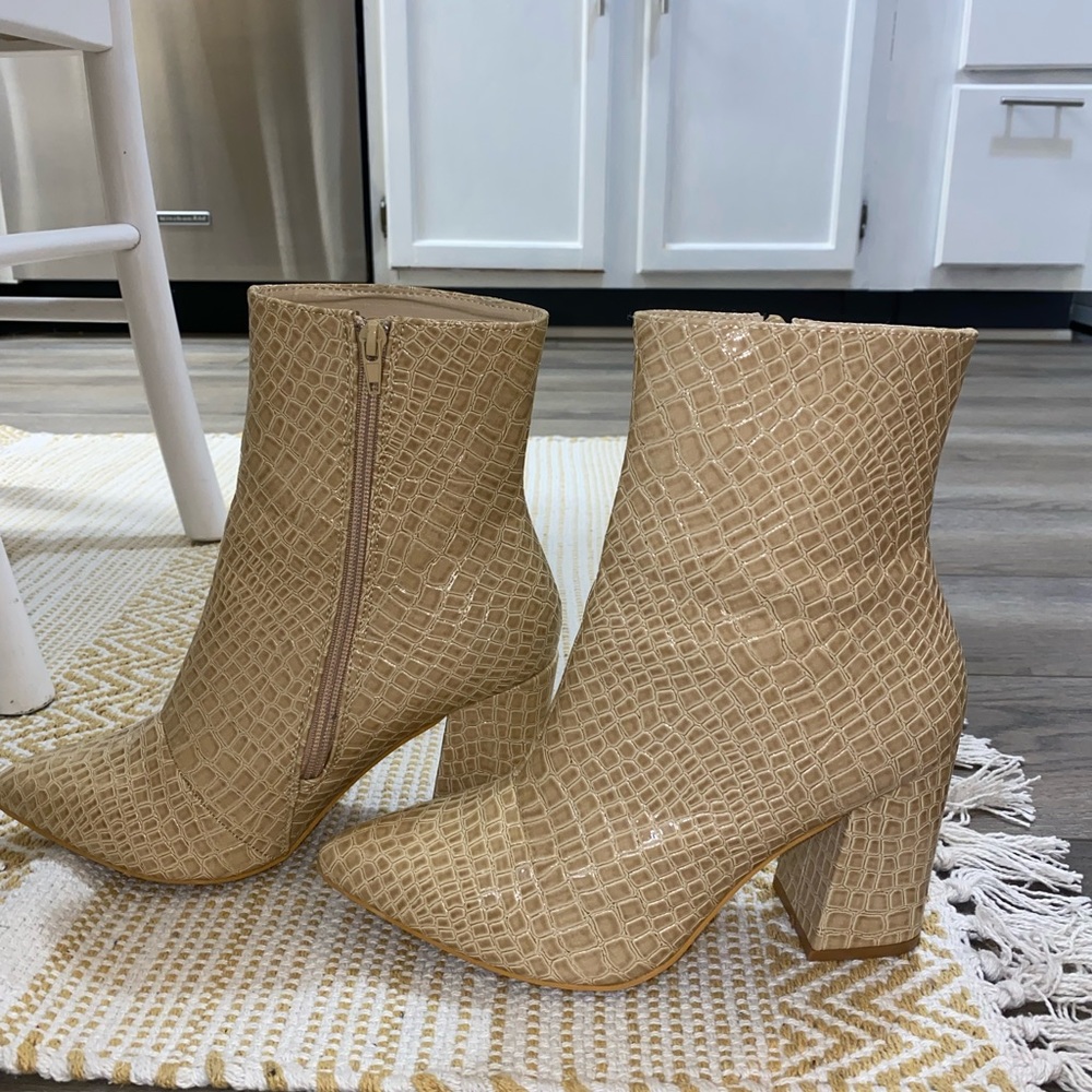 Boohoo crocodile skin booties